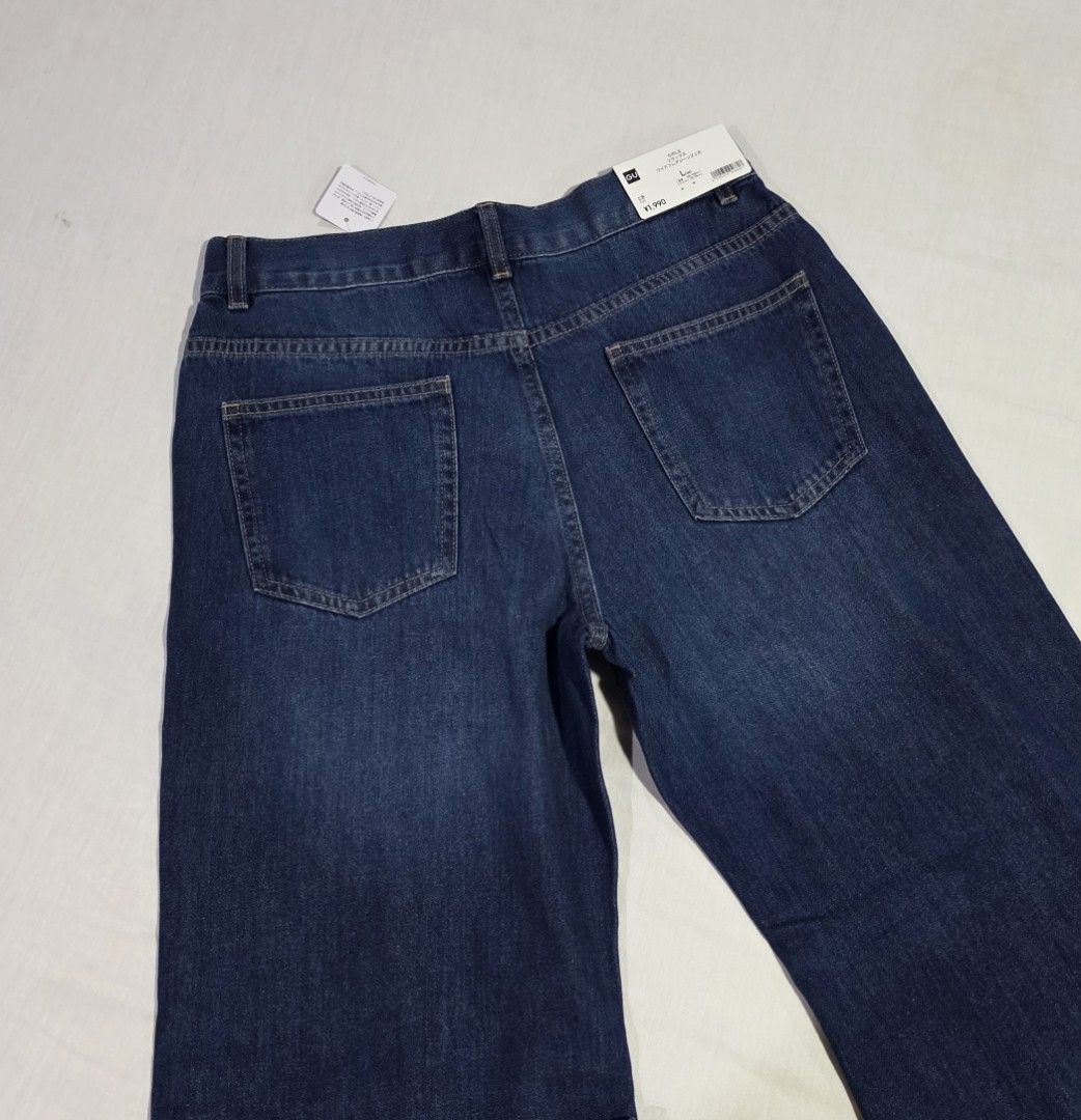 GU Relaxed Wide Flare Jeans (Category: Jeans) located in Baguio. Submitted by grumpygranny (Listing ID 1465674714, Image 3). Description: this is teens bottoms but will fit an adult small size (27 to 28" waist) measurements laid flat: waist - 14.5" rise - 13" waist to hem length - 38.4" - firm on price ➡️ decluttering and not selling for profit ➡️ please check my profile, only those who understand are welcome to purchase..