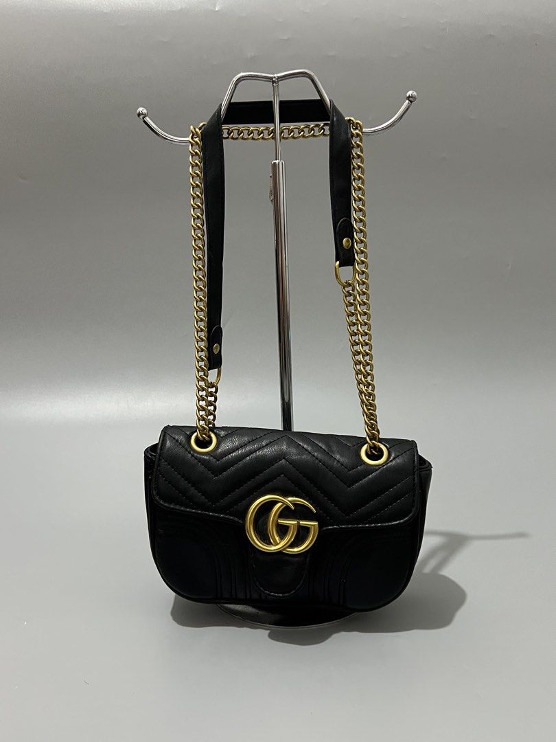 GUCCI - Sling bag - Gold Hardware (Category: Shoulder Bags) located in Cavite. Submitted by asianluxe (Listing ID 1465704787, Image 1). Description: Gucci - Sling and shoulder bag! Measurements! Length:6 inches Width:9 inches Depth:3.5 inches Excellent condition Very presentable No flaw or damage.