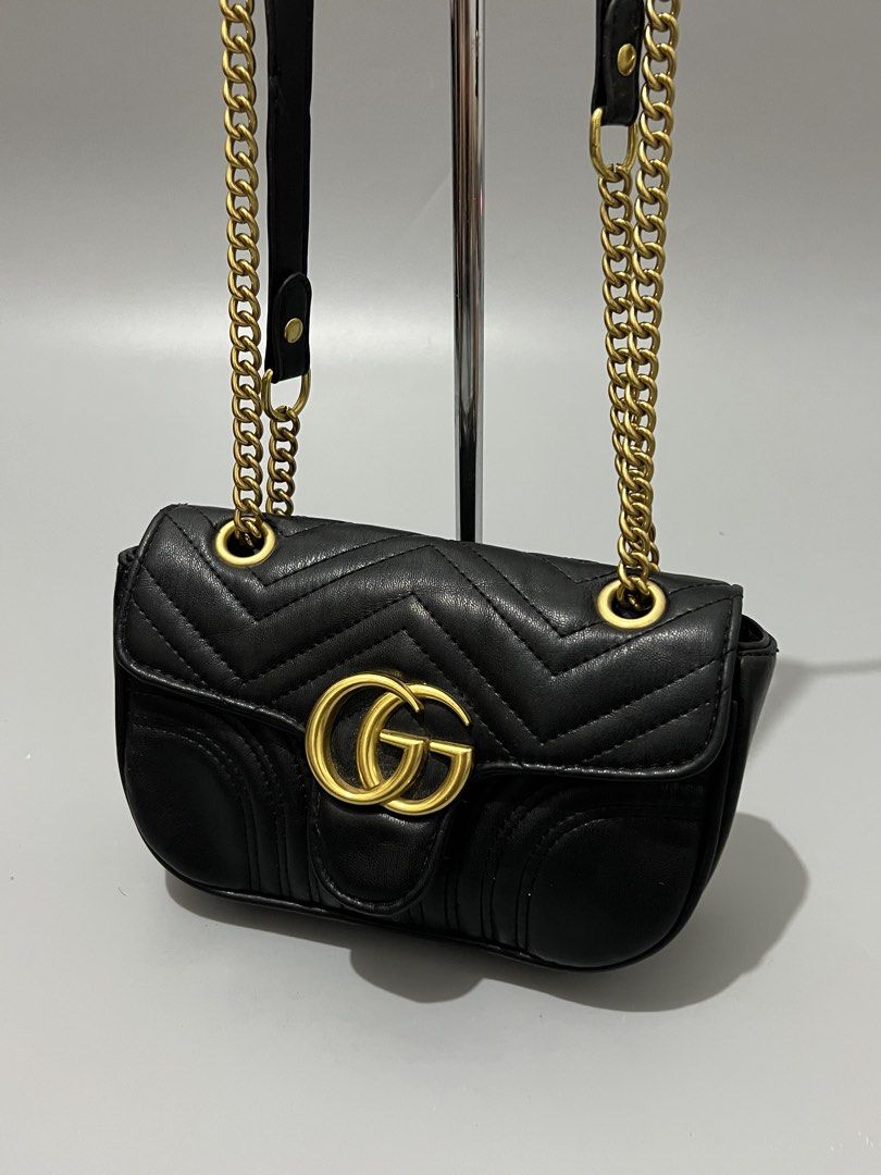 GUCCI - Sling bag - Gold Hardware (Category: Shoulder Bags) located in Cavite. Submitted by asianluxe (Listing ID 1465704787, Image 3). Description: Gucci - Sling and shoulder bag! Measurements! Length:6 inches Width:9 inches Depth:3.5 inches Excellent condition Very presentable No flaw or damage.