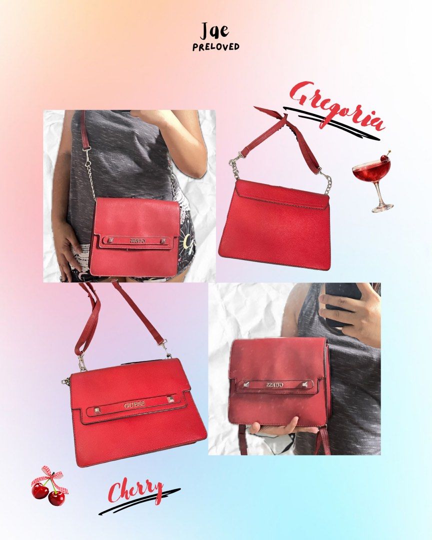Guess Red Crossbody Shoulder Bag (Category: Cross-body Bags) located in Antipolo. Submitted by jaeeepnch (Listing ID 1465616435, Image 1). Description: 💕FS PRELOVED GUESS ✅ AUTHENTIC ⚠️ NO ISSUE 📩PM IF INTERESTED .