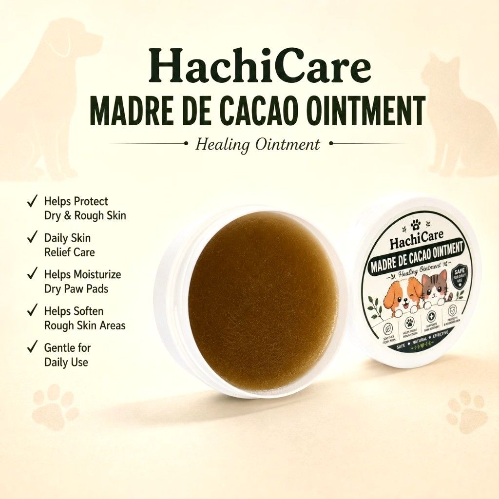 HachiCare Madre De Cacao Healing Ointment (Category: Body Care) located in Manila. Submitted by musica1107 (Listing ID 1465654515, Image 2). Description: - All-natural healing ointment specially formulated for dogs and cats - Packed with organic Madre De Cacao extract, moringa oil, virgin coconut oil, shea butter, and vitamin E - Soothes itchy skin, relieves irritation, and accelerates skin recovery - Protects and moisturizes dry, cracked paws - 