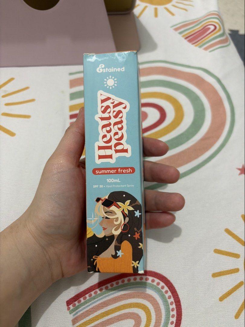 Heatsy Peasy Summer Fresh Heat Protectant Spray SPF 30 (Category: Hair) located in San Fernando. Submitted by superdealitems (Listing ID 1465591158, Image 1). Description: - The Brand: Heatsy Peasy - Product: Heat protectant spray with SPF 30 - Scent: Summer Fresh - Size: 100ml with bright orange spray nozzle - I used two pumps only.