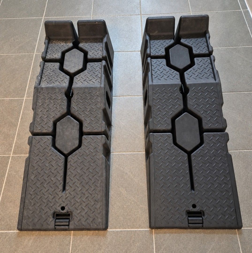 Heavy Duty Plastic Car Service Ramps (Category: Construction Tools & Equipment) located in Manila. Submitted by bluecore07 (Listing ID 1465586156, Image 1). Description: Heavy-Duty Plastic Car Service Ramps – Pair Description: Heavy-duty plastic vehicle service ramps suitable for basic car maintenance, inspection, and underbody access. Sturdy molded construction with textured anti-slip surface and raised wheel stops for added stability. ✅ Heavy-d
