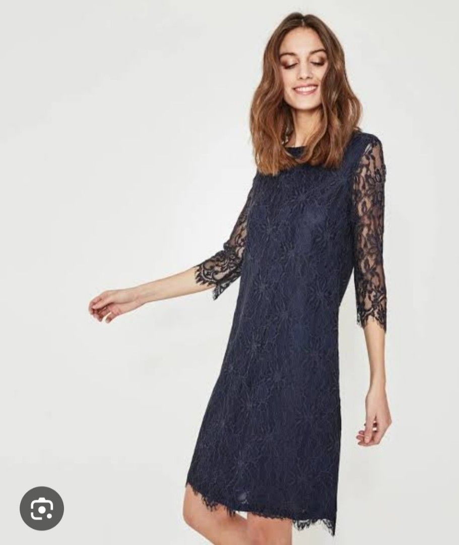 H&M Black Lace Knee dress (Category: Dresses) located in Manila. Submitted by PrinceDani.Clothing (Listing ID 1465734018, Image 2). Description: h&m black lace dress xs on tag 16in width 31in length excellent condition .
