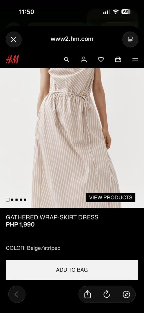 H&M Brown Stripe Dress (Category: Dresses) located in Taguig. Submitted by red2398 (Listing ID 1465726087, Image 3). Description: Used once to a wedding event.