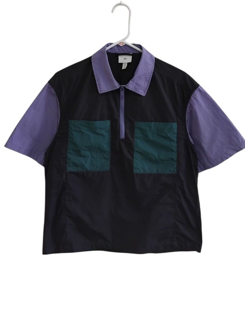 H&M Colorblock Half Zip Work Shirt (Category: Tshirts & Polo Shirts ) located in Pasig City. Submitted by hustlexcurate (Listing ID 1465661192, Image 1). Description: H&M Colorblock Half Zip Work Shirt Size XS on tag fits Small Boxy Dimensions: 21X25.