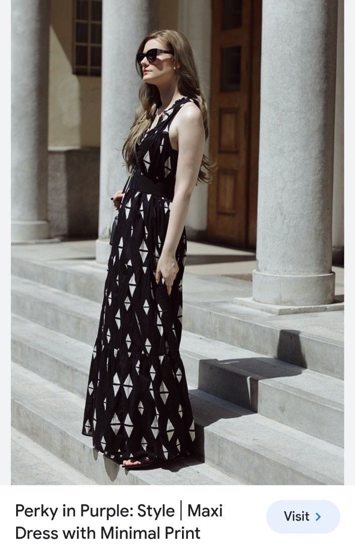 H&M Triangle Block Print Cotton Maxi Dress (Category: Dresses) located in Manila. Submitted by PrinceDani.Clothing (Listing ID 1465729353, Image 3). Description: h&m black triangle block print maxi dress Size 36 on tag fit up to large 23in width 50in length excellent condition .