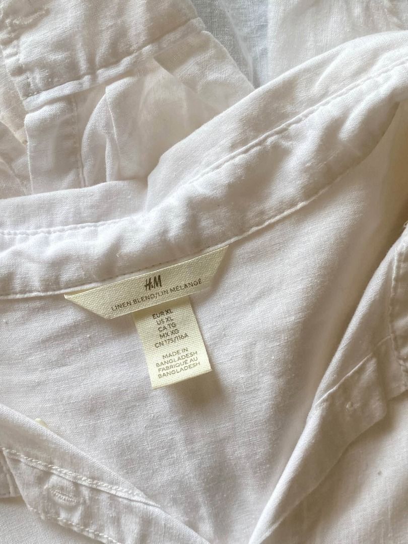 H&M WHITE LINEN LONGSLEEVE (Category: Longsleeves) located in Baguio. Submitted by asna_taku (Listing ID 1465647146, Image 3). Description: H&Ⓜ️ WHITE LINEN LONGSLEEVE XL ON TAG ₱680.