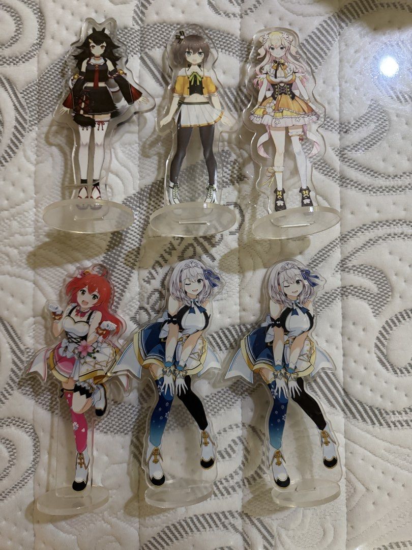 Hololive Acrylic Stands (Category: Figurines & Statues) located in Cebu City. Submitted by vincevins27 (Listing ID 1465641089, Image 1). Description: Hololive acrylic stands for sale 150 php each Characters available: -Ookami Mio -Natsuiro Matsuri -Momosuzu Nene -Sakura Miko -Shirogane Noel x2 Acrylic stands are back-to-back Condition: like new, no packaging NOT official merch from Japan RFS: Decluttering Meetups within Cebu City only Can ship na
