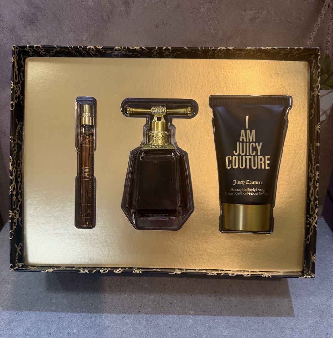 I Am Juicy Couture Perfume Set (Category: Fragrance & Deodorants) located in Paranaque City. Submitted by oommggg (Listing ID 1465596038, Image 2). Description: 100% Original Paranaque Area If nagdududa wag bumili..