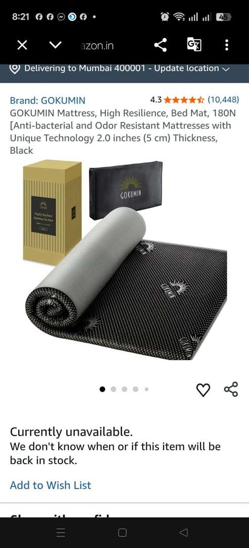 IMPORTED FROM JAPAN GOKUMIN BRAND MEMORY FOAM SINGLE SIZE BED (Category: Bed Frames & Mattresses) located in Manila. Submitted by chaychaii (Listing ID 1465638822, Image 2). Description: 🧡🧡SALE🧡🧡 IMPORTED FROM JAPAN GOKUMIN BRAND MEMORY FOAM SINGLE SIZE BED 🎋195X97X5CM 🎋EXCELLENT FOAM MATERIALS 🎋SOFT SMOOTH BED COVER (WASHABLE CLOTH COVER) 🎋WITH CARRIER BAG 🎋ANTI-BACTERIAL AND ODOR RESISTANT MATTRESS ❌NO ISSUE❗✅IN VERY GOOD CONDITION SAL