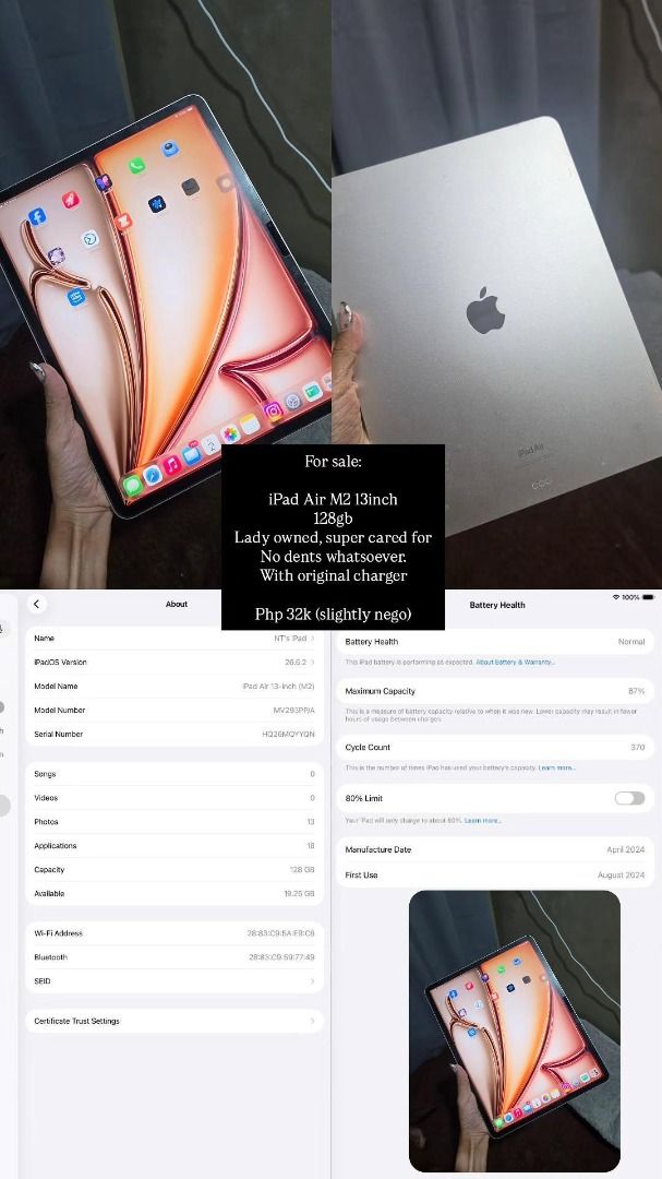 Ipad air M2 13inch 128 gb starlight (Category: iPad) located in Valencia. Submitted by safefire_f2784f (Listing ID 1465700655, Image 1). Description: .