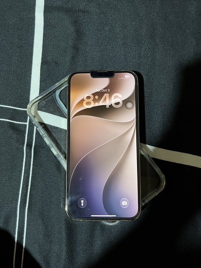 Iphone 13 Pro Max (Category: iPhone 13 Series) located in Manila. Submitted by tweet_ (Listing ID 1465683018, Image 1). Description: Iphone 13 pro max 128gb gold Factory Unlocked All features working Truetone Face id Any sim works 75 battery health with charger case only unli check and reset history repair: changed lcd but original (no ghost touch).