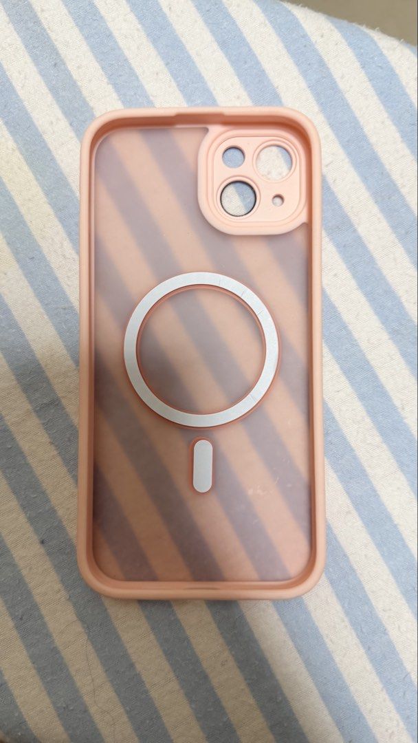 iPhone 14 Plus Pink Case - Unused (Category: Cases & Sleeves) located in Valenzuela. Submitted by jam0816 (Listing ID 1465689250, Image 2). Description: 🩷 Pink with frosted matte finish 🔋 MagSafe compatible ring on the back 📷 Built-in camera lens protection frame .