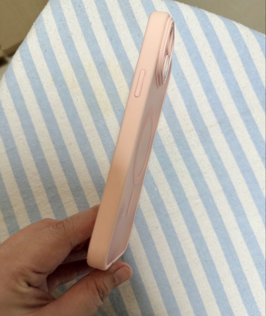 iPhone 14 Plus Pink Case - Unused (Category: Cases & Sleeves) located in Valenzuela. Submitted by jam0816 (Listing ID 1465689250, Image 3). Description: 🩷 Pink with frosted matte finish 🔋 MagSafe compatible ring on the back 📷 Built-in camera lens protection frame .