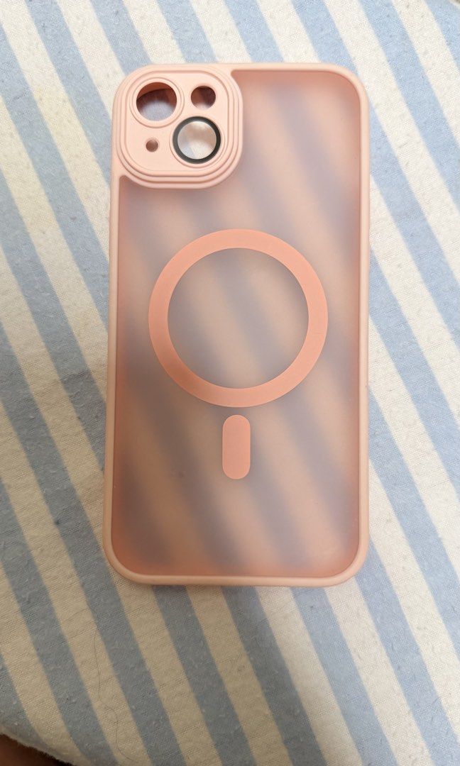 iPhone 14 Plus Pink Case - Unused (Category: Cases & Sleeves) located in Valenzuela. Submitted by jam0816 (Listing ID 1465689250, Image 1). Description: 🩷 Pink with frosted matte finish 🔋 MagSafe compatible ring on the back 📷 Built-in camera lens protection frame .