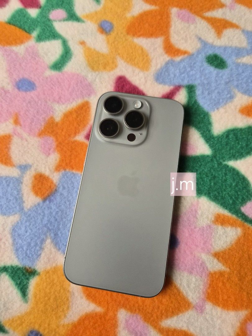iPhone 15 Pro, 512gb (Category: Cases & Sleeves) located in Marikina City. Submitted by indiegoe (Listing ID 1465651309, Image 2). Description: Natural titanium 512gb 77 battery health No iCloud issue Truetone working Face ID working No sim restrictions/any sim can be used NTC approved No ghost touch No dead pixels No history of repair Well maintained Free cases 📍Marikina.