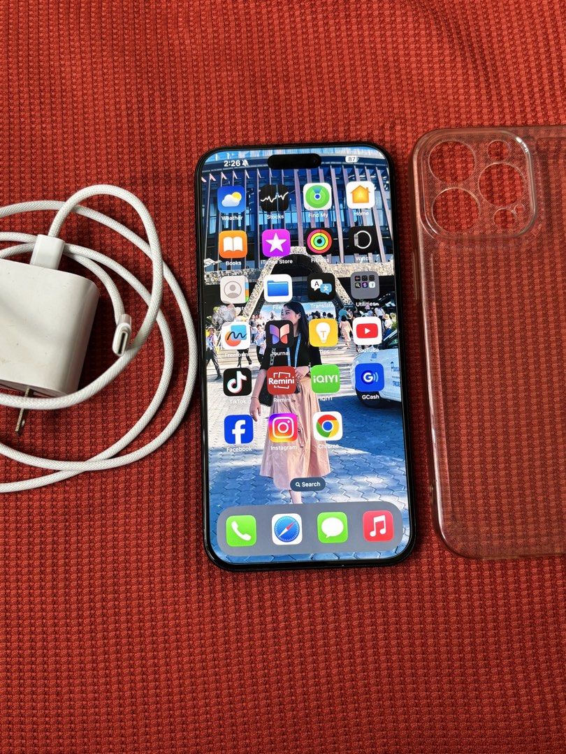 IPHONE 15 pro max 256gb (Category: iPhone 15 Series) located in Manila. Submitted by calmbird.phoenix (Listing ID 1465631868, Image 3). Description: IPHONE 15 pro max 256gb BYPASS bawal update/reset Wifi or Hotspot used pwede niyo palagyan ng ESIM True Tone and Face ID Working ✅ 89% battery 🔋 Repair: Napalitan ng Display and Camera pero galing iphone unit din.