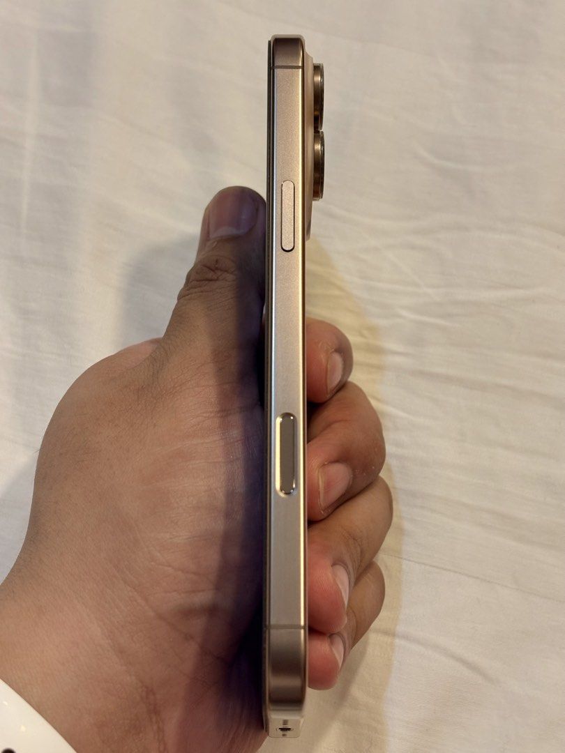 iPhone 16 Pro Max (Category: iPhone 16 Series) located in Manila. Submitted by carlocelo40162 (Listing ID 1465724452, Image 3). Description: • 98% smooth • 256gb • Open-line • 90% battery health • Comes with unused and slightly-used cases RFS: Upgrade.