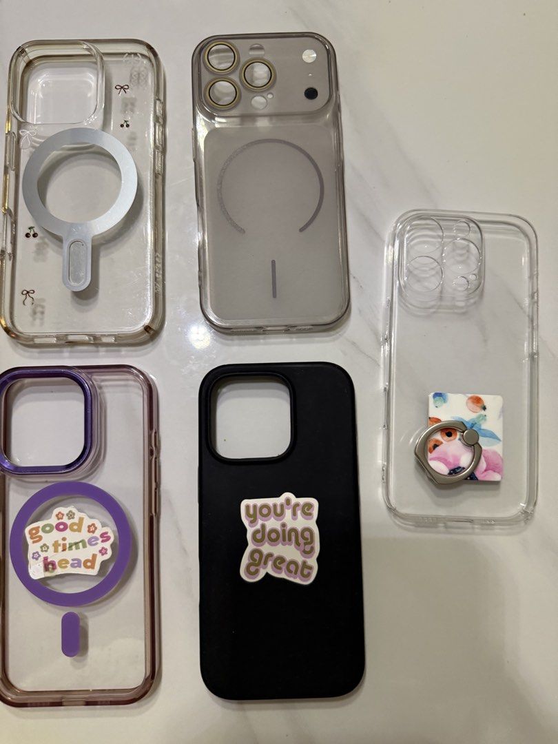 Iphone 16 pro take all (Category: Cases & Sleeves) located in Quezon City. Submitted by jiaaa03_ (Listing ID 1465719987, Image 3). Description: Some case are barely used. Yung 2 case sticker lang po nakadikit dyan. Yung isa is original from power mac .