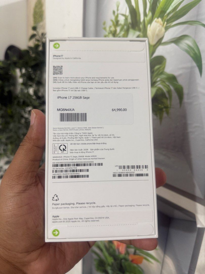 iPhone 17 256GB Brand New (Category: iPhone 17 Series) located in Bacoor. Submitted by nolram1925 (Listing ID 1465757059, Image 2). Description: FOR SALE or SWAP IPHONE 17 256GB Mist Blue & Sage Green Factory Unlocked Brand New & Sealed NTC Approved Selling Price: ₱ 55,000 each Open for Swap to lower unit plus cash Swapping is Higher than Selling Price Other iPhones are also Available I also Buy rush iPhone 14 to 17 Series. Pls follow Nolram Luap