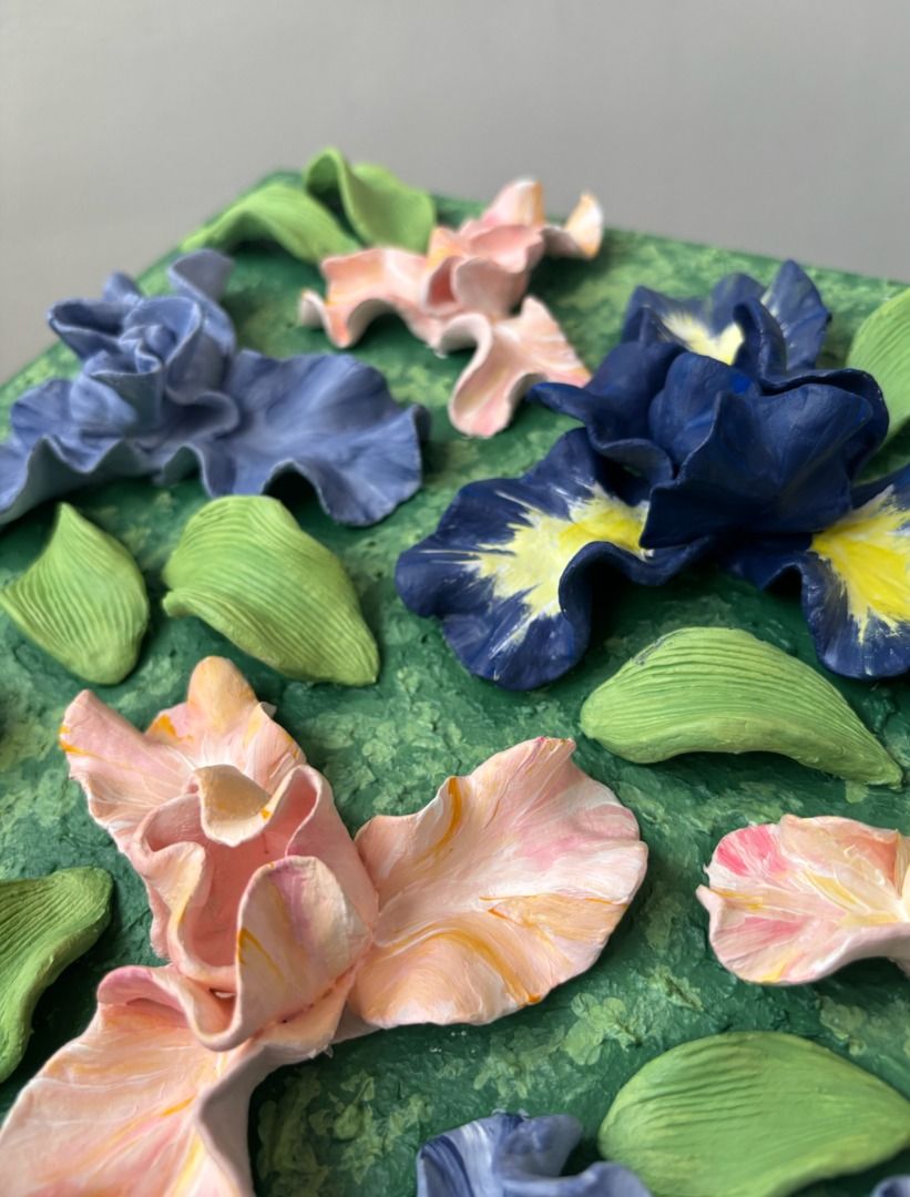 Irises Alive Sculpture Painting (Category: Wall Decor) located in Manila. Submitted by jamaymaart (Listing ID 1465679151, Image 2). Description: 🎨 ORIGINAL MIXED MEDIA SCULTURE PAINTING ✨ Original artwork 🖼️ Medium: Mixed Media on Canvas 📐 Size: 12 x 12 in. 💰 Price: ₱8000 📍 Location: Metro Manila A one-of-a-kind original painting created to bring beauty and character into your space. Perfect for your bedroom, living room, office, or as a mea