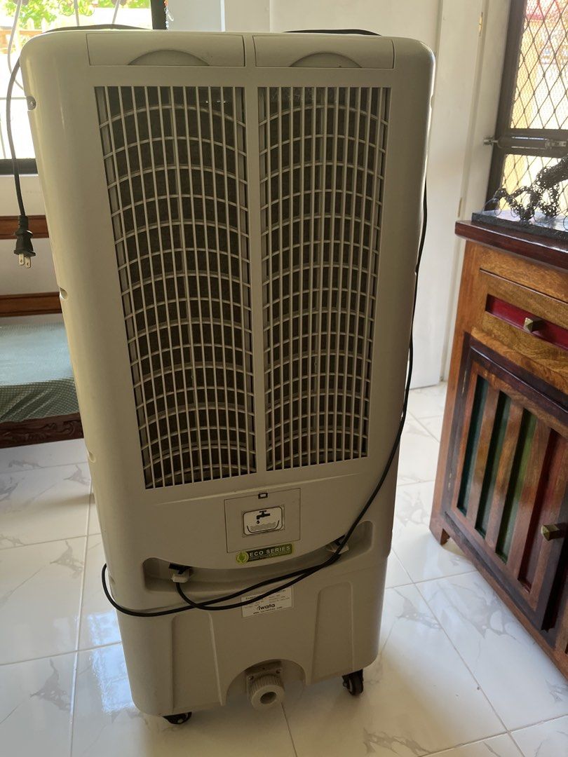 Iwata Airblaster 11 Evaporative Air Cooler (Category: Air Conditioning and Heating) located in Manila. Submitted by aiancm (Listing ID 1465598283, Image 2). Description: Iwata Airblaster 11 Eco series (Tipid sa kuryente) Evaporative air cooler Pwedeng lagyan ng water para may mist pag maalinsangan 3 speed (malakas ang buga) With swing and ion settings With caster wheels No issues normal na gamit Well maintained at malinis With remote control Rfs: