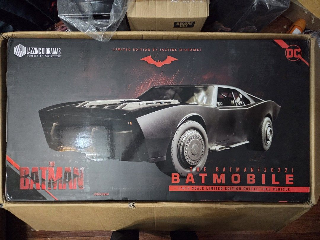Jazzinc Dioramas The Batman (2022) Batmobile Weathered Version (Category: Vehicle & Diecast Models) located in Manila. Submitted by dmnhobbies (Listing ID 1465749220, Image 1). Description: Displayed only Lights are working Comes with brown shipper's box.