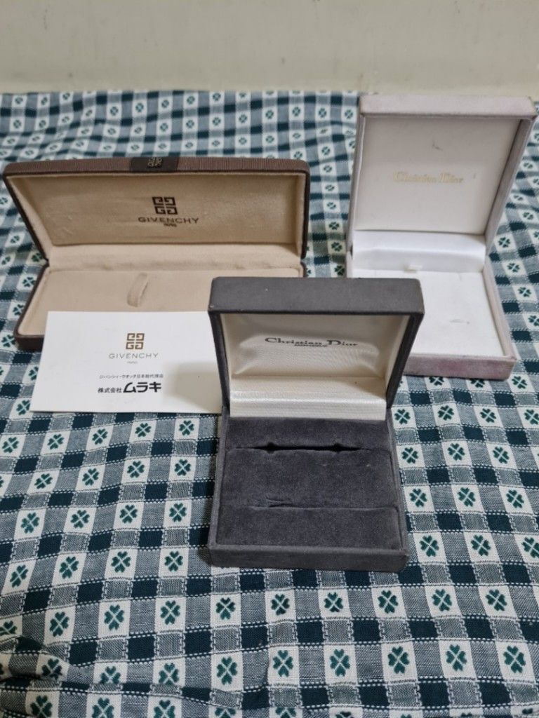 Jewelry box (Category: Accessory Holder, Box & Organizers) located in Bulacan. Submitted by kraeyon_shop (Listing ID 1462726862, Image 1). Description: Bundle branded jewelry box *dior *givenchy.