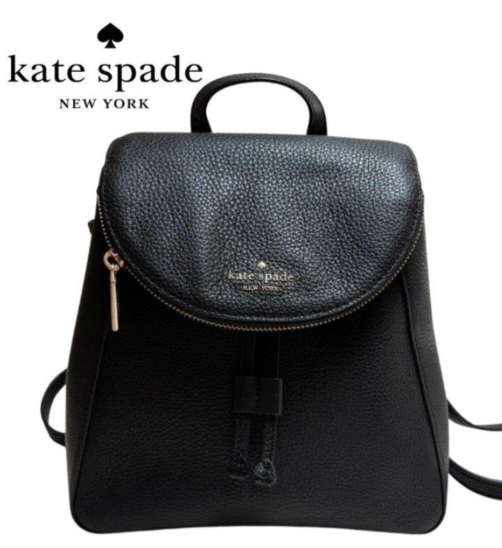 Kate Spade New York Leather Medium Backpack (Category: Luxury Bags & Wallets) located in Manila. Submitted by eriiicaspage (Listing ID 1458907238, Image 1). Description: PreOwned Lightly Used Authentic Kate Spade New York black leather Medium backpack - Material: Black pebbled leather - Closure: Drawstring with flap top - Features: Front zip pocket, adjustable straps - Ideal for: Everyday use or travel Min Sign of Used Sold the bag As is . No Any