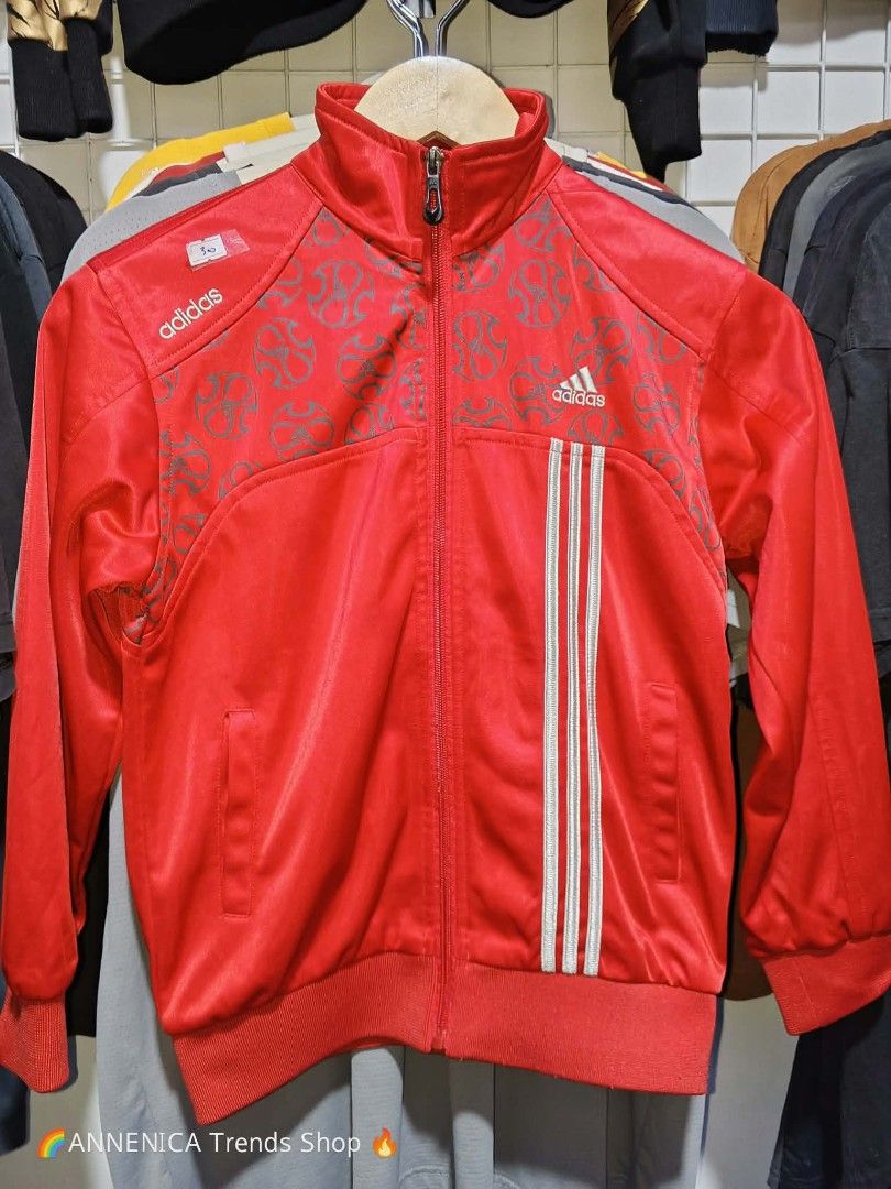 Kids Jacket (Category: Babies & Kids Fashion) located in Bulacan. Submitted by ukaybrandedshop (Listing ID 1465600325, Image 1). Description: Adidas Tracktop Jacket Kids - Red Monogram - Fits S-M / Teens PRICE: ₱400 🔥 ADIDAS TRACKTOP KIDS LEGIT 🔥 Brand: Adidas - Legit zip puller Color: Red / Grey Size: Kids 11-13Y / Fits Small to Medium Womens Condition: 9/10 Excellent - No butas, no stains, zip smooth, print buo 📏 DIMENSION (Flat Lay - Tape M