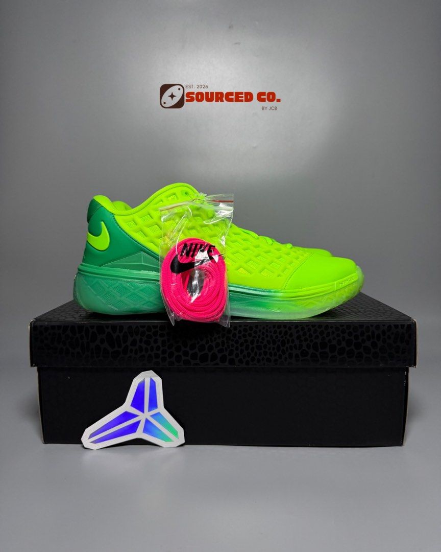 Kobe 3 Protro Grinch (Category: Casual Shoes) located in Quezon City. Submitted by sourcedco. (Listing ID 1465704653, Image 1). Description: Kobe 3 Protro Grinch 💚 Size 10.5 US ₱9500 below srp ⚡️Titan Release | BNDS Complete with inserts 🛵 via Lalamove | Grab | LBC | Meetup within QC Holy Spirit 📍Quezon City Holy Spirit 📩 Message Sourced Co. at IG & FB for inquiries Follow us on 📲 IG: @Sourced Co. FB: @Source Co..