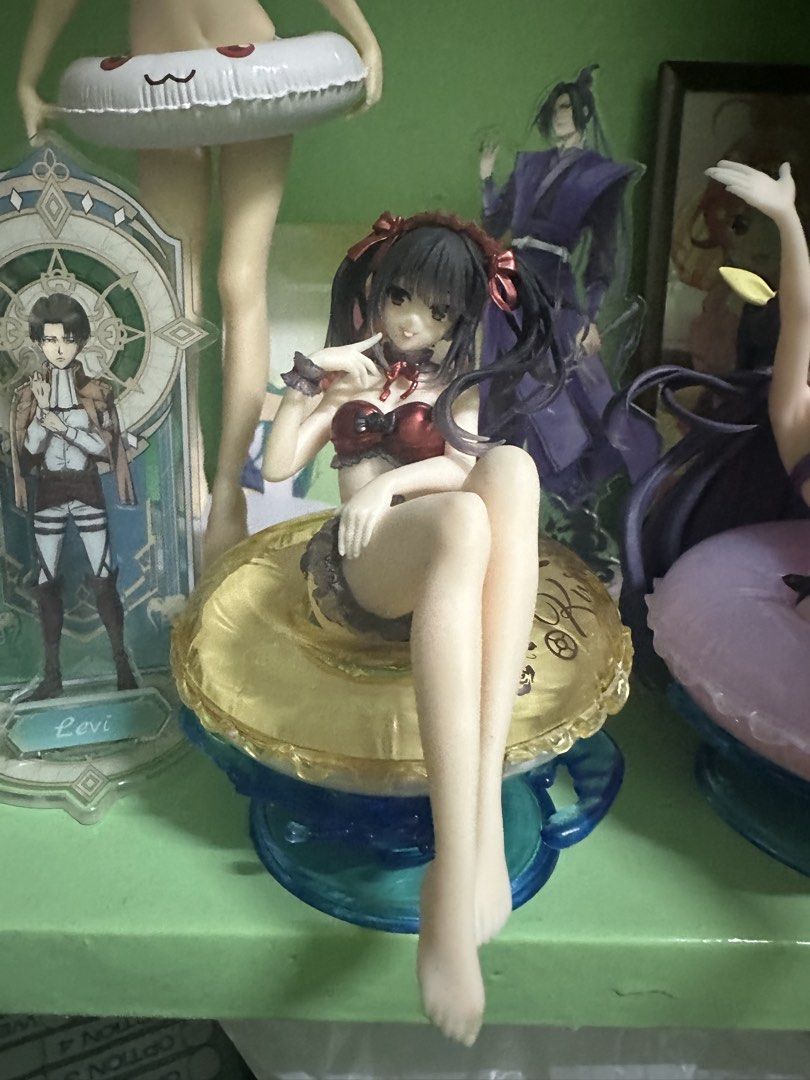 Kurumi aqua float girls figure (Category: Figurines & Statues) located in Manila. Submitted by silentfire.54ea36 (Listing ID 1465750541, Image 1). Description: - Adorable anime girl figure with twin pigtails and red bows - Wears a matching cute bikini top - Unique design: sitting on a translucent gold floatie inside a blue teacup base - Features detailed hair and outfit paintwork - Great addition to any anime collection or shelf display - Conditi