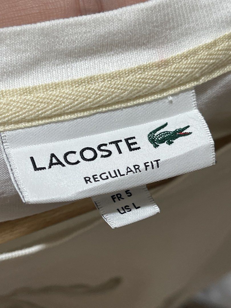 Lacoste Big Logo Shirt (Category: Luxury Apparel) located in Marikina City. Submitted by joshuaades21107 (Listing ID 1465759183, Image 3). Description: Lacoste Big Logo Size 5 on tag Large Excellent condition Gusot lang No stain, no pinholes, no runs.