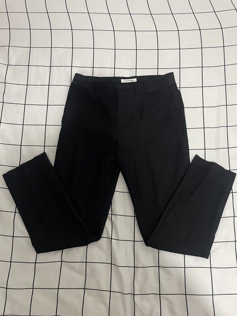 Lacoste Black Trousers Pants (Category: Trousers) located in Tanauan. Submitted by elle0908 (Listing ID 1465598521, Image 1). Description: - Brand: Lacoste - Color: Solid black -complete tags -authentic SF: Shoulder by buyer. RFS: Closet decluttering, need to make space..