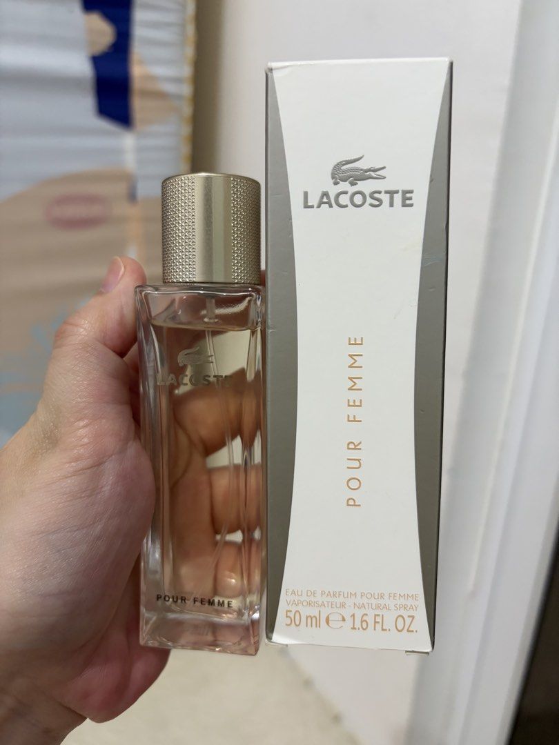 Lacoste Pour Femme 50ml (Category: Fragrance & Deodorants) located in San Fernando. Submitted by superdealitems (Listing ID 1465592264, Image 3). Description: I used one pump It's not my scent not for me but for others is gorg 😍 Orig price 6k plus.