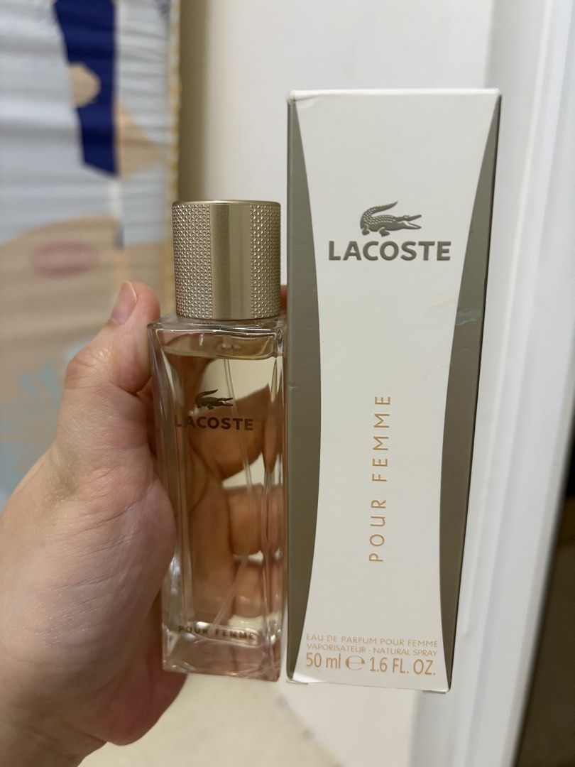 Lacoste Pour Femme 50ml (Category: Fragrance & Deodorants) located in San Fernando. Submitted by superdealitems (Listing ID 1465592264, Image 1). Description: I used one pump It's not my scent not for me but for others is gorg 😍 Orig price 6k plus.