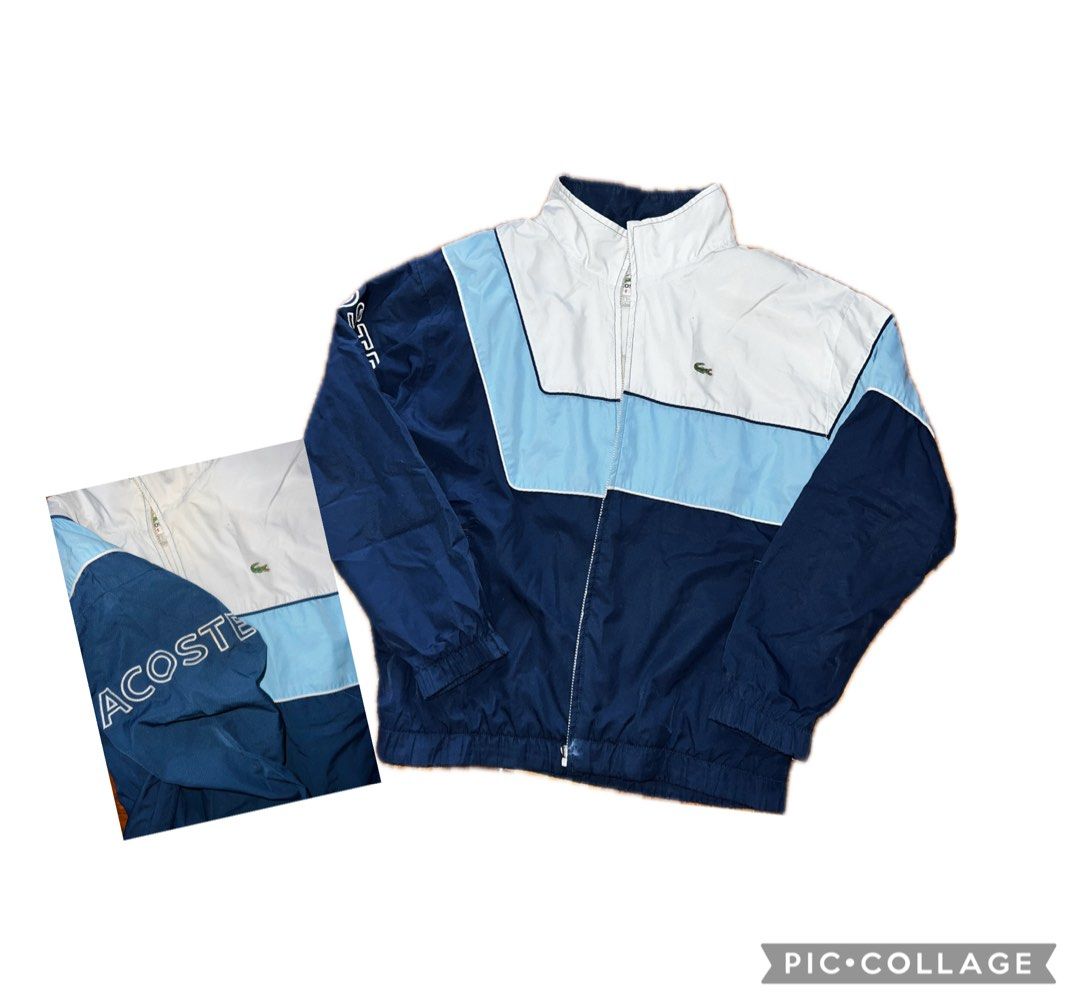 Lacoste Vintage Track Jacket Project Item (Category: Babies & Kids Fashion) located in Pasig City. Submitted by livebird-217e (Listing ID 1465595732, Image 1). Description: Authentic - personal owned Size 12 (152cm) may fit adult XS W-19” L-21” ISSUES: *need further wash, some marks due storage but already washed once and significantly improved. Check last 3 pics *zipper replacement If u or know someone who can repair these, th.