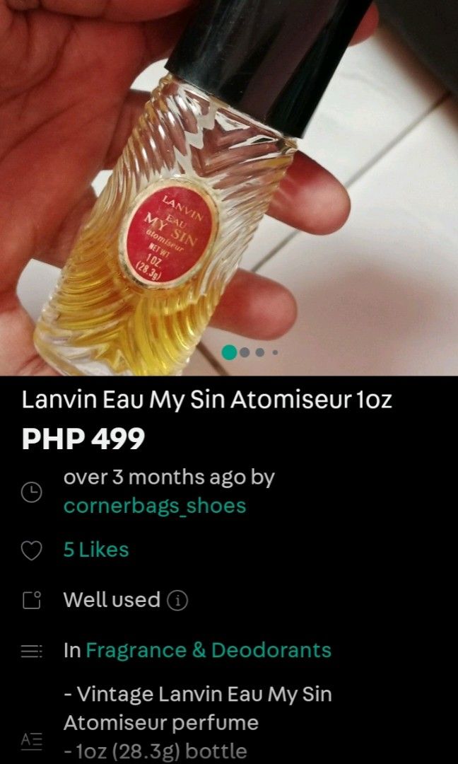 Lanvin perfume (Category: Fragrance & Deodorants) located in Polangui. Submitted by cornerbags_shoes (Listing ID 1465635788, Image 1). Description: this item is sold. relisted for buyer's review. thank u.