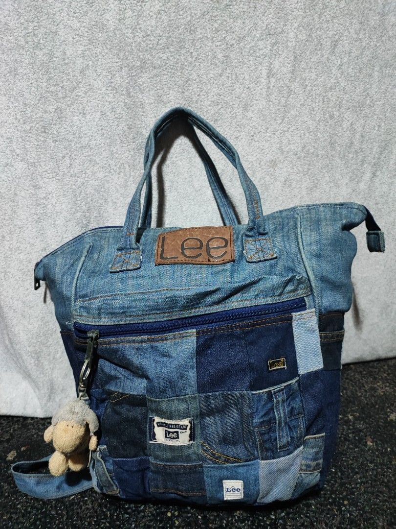Lee Denim Patchwork Convertible Backpack Tote Bag (Category: Backpacks) located in Baguio. Submitted by ozara.06 (Listing ID 1465696970, Image 1). Description: - Lee denim patchwork backpack Large size Eng mehel din 1k nalangs.