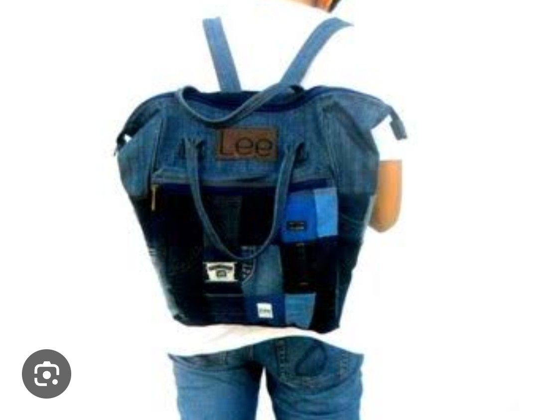 Lee Denim Patchwork Convertible Backpack Tote Bag (Category: Backpacks) located in Baguio. Submitted by ozara.06 (Listing ID 1465696970, Image 2). Description: - Lee denim patchwork backpack Large size Eng mehel din 1k nalangs.