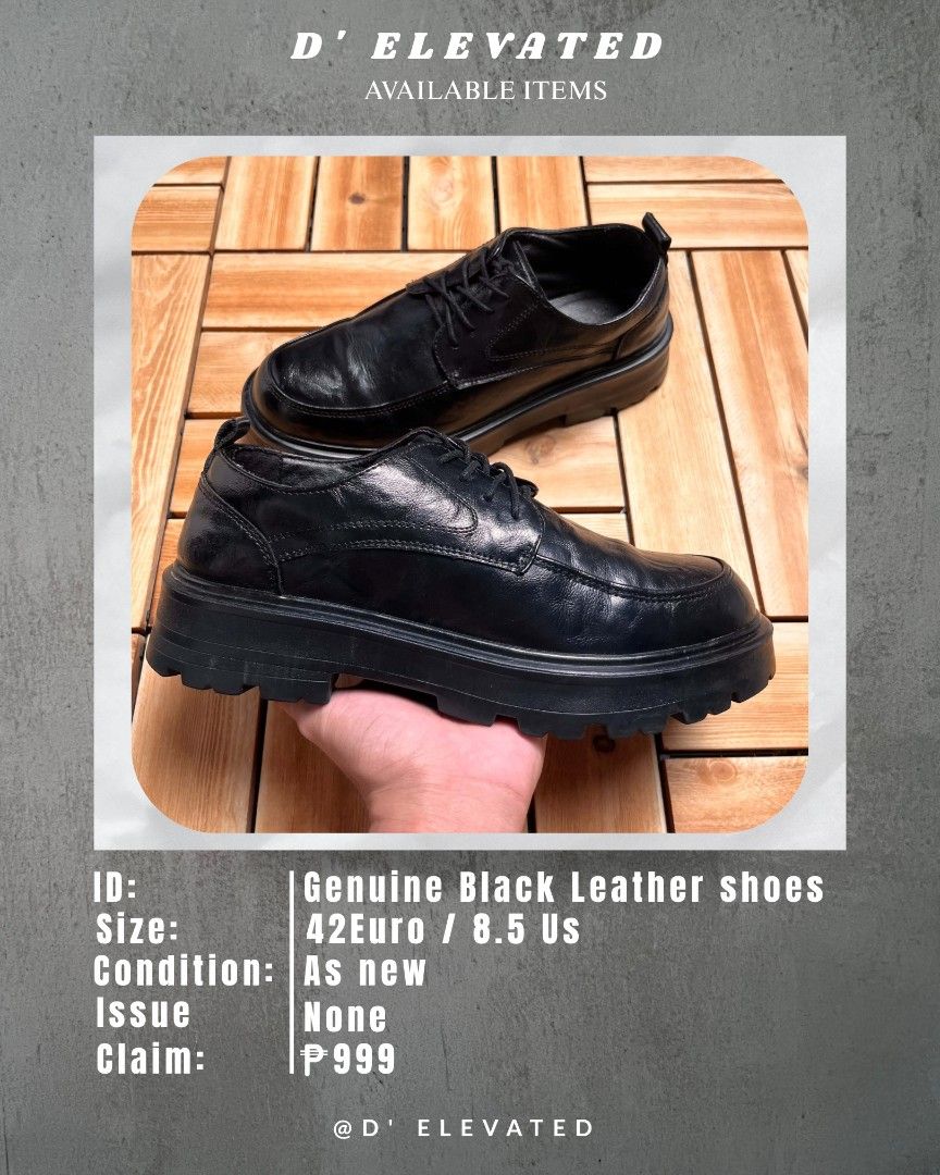 LEGIT LEATHER BLACK SHOES (Category: Casual Shoes) located in Floridablanca. Submitted by d_elevated (Listing ID 1460417158, Image 1). Description: Authentic leather Heavy quality Sariwa pa.