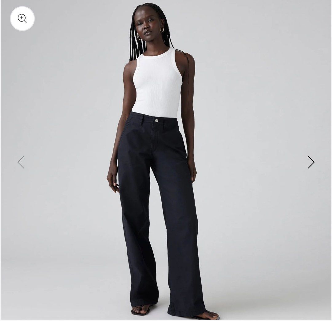 Levi's Black Canvas Utility Pants Wide Leg (Category: Jeans) located in Manila. Submitted by declutterwithv (Listing ID 1465621130, Image 3). Description: - Brand: Levi's - Color: Black / Anthracite - Style: Wide leg utility pants with a casual streetwear look - Material: Classic durable canvas structure - Details: Deep back pockets and signature Levi's branded tag - Closure: Standard button and zip waist - Condition/Use: Versatile everyday wardr