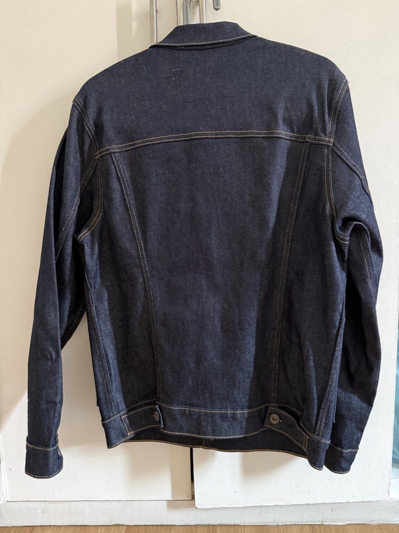 Levi's Made & Crafted Denim Jacket (Category: Coats, Jackets and Outerwear) located in Manila. Submitted by epicwhale.c2db8b (Listing ID 1465600552, Image 2). Description: - Brand: Levi's Made & Crafted - Wash: Deep indigo - Material: Heavyweight Japanese selvedge denim with contrast yellow stitching - Details: Pleated front, double patch pockets, branded metallic hardware - Size: Medium - Condition: Brand new with original store tags attached.