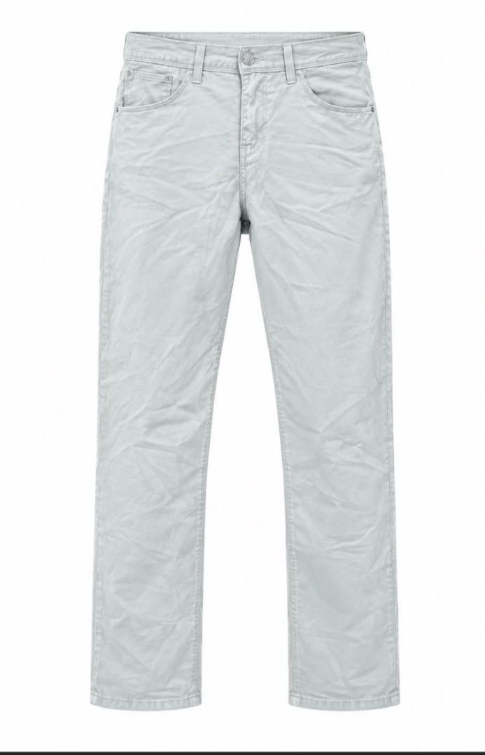 Light Grey Casual Pants (Category: Jeans) located in Jagna. Submitted by calmturtle_46c083 (Listing ID 1465602301, Image 1). Description: - Color: Light grey - Material: Comfortable cotton - Fit: Classic straight cut / Standard fit - Details: Five-pocket styling, button and zip fly closure, waistband belt loops - Style: Clean minimalist look, easy to pair with tees and shirts - Occasion: Great for everyday casual wear.
