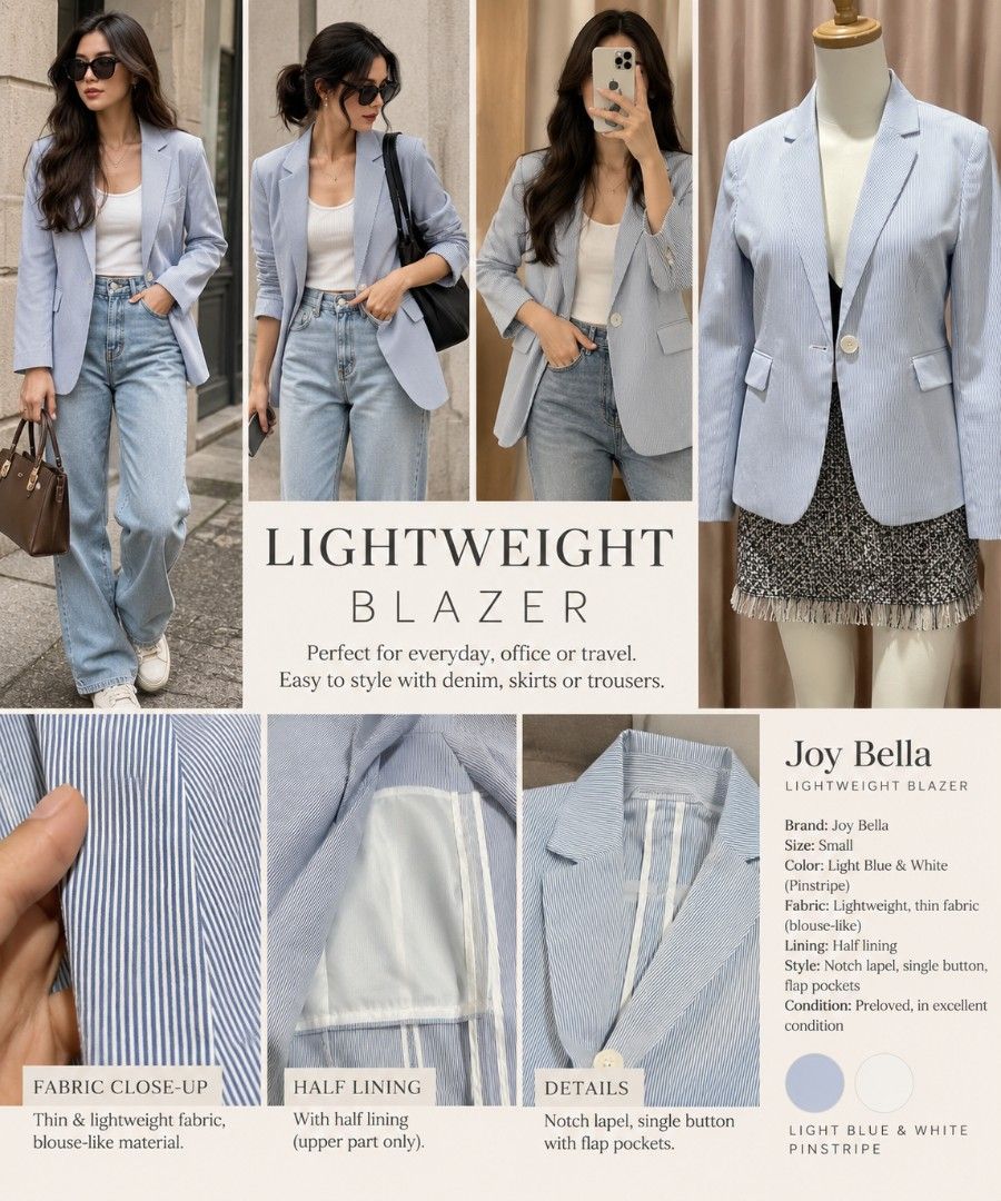 Lightweight Pinstriped On the Go Blazer (Category: Coats, Jackets and Outerwear) located in Taguig. Submitted by vm.co (Listing ID 1465712519, Image 2). Description: .