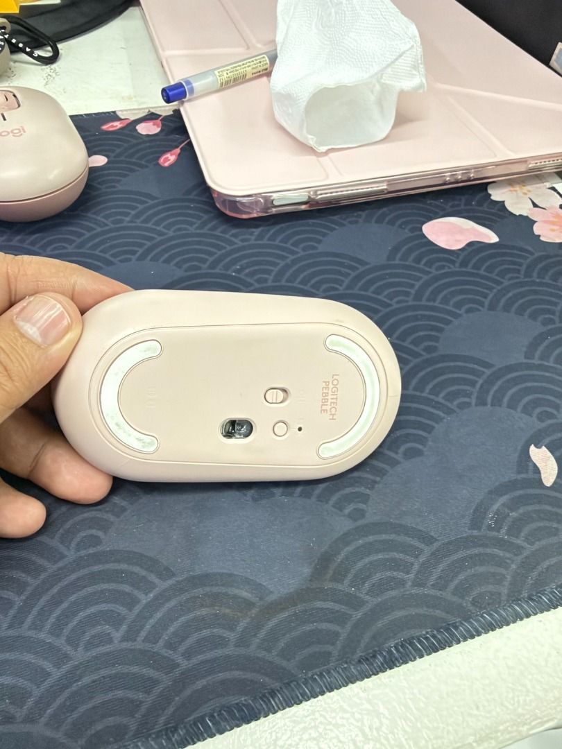 Logitech Pebble Wireless Mouse Pink (Category: Mouse & Mousepads) located in Bacoor. Submitted by bajec (Listing ID 1465621509, Image 2). Description: - Model: Logitech Pebble Wireless Mouse - Color: Aesthetic Rose Pink - Connectivity: Dual connectivity via Bluetooth or USB receiver (included and stored inside) - Portability: Slim, lightweight design perfect for travel - Power: Uses 1 standard AA battery - Condition: Clean body with minimal scuff