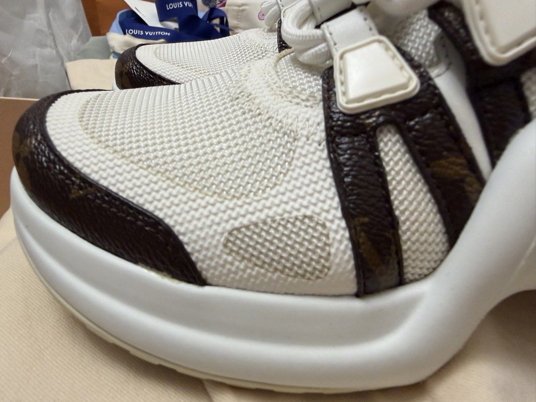 Louis Vuitton Archlight White Monogram Sneakers (Category: Sneakers & Footwear) located in Tayabas. Submitted by lmarrize (Listing ID 1465583702, Image 3). Description: Bought in LV Store at Solaire, Paranaque Still in very good condition In complete set Inclusions: - store receipts - box with ribbon and paper bag - dust bag for each pair.