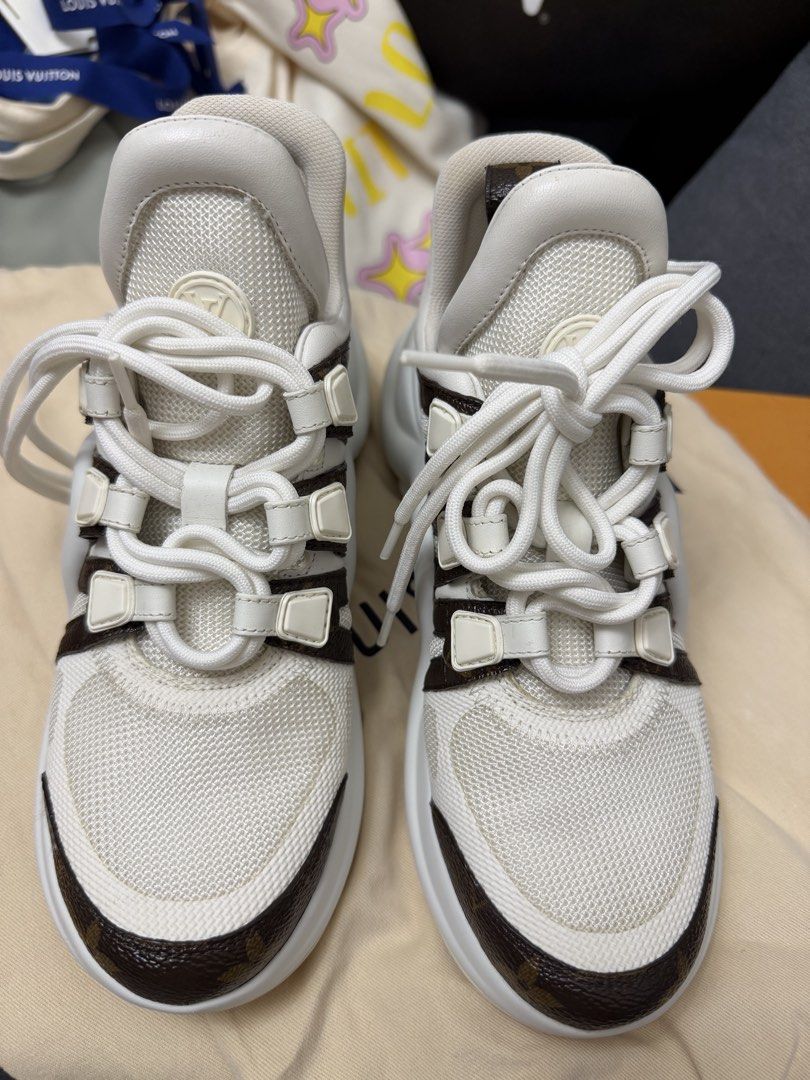 Louis Vuitton Archlight White Monogram Sneakers (Category: Sneakers & Footwear) located in Tayabas. Submitted by lmarrize (Listing ID 1465583702, Image 1). Description: Bought in LV Store at Solaire, Paranaque Still in very good condition In complete set Inclusions: - store receipts - box with ribbon and paper bag - dust bag for each pair.