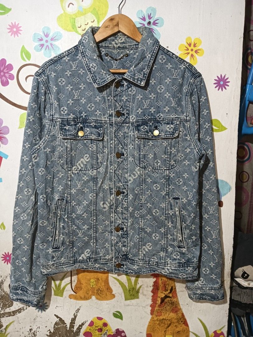 Louis Vuitton x Supreme Monogram Denim Jacket (Category: Coats, Jackets and Outerwear) located in Taguig. Submitted by dandanathriftshop (Listing ID 1465643696, Image 1). Description: FORSALE ‼️ LV X SUPREME DENIM JACKET EXCELLENT CONDITION NO ISSUE NEED WASH ONLY SIZE 50 ON TAG 21 WIDTH 26 LENGTH DM📥.